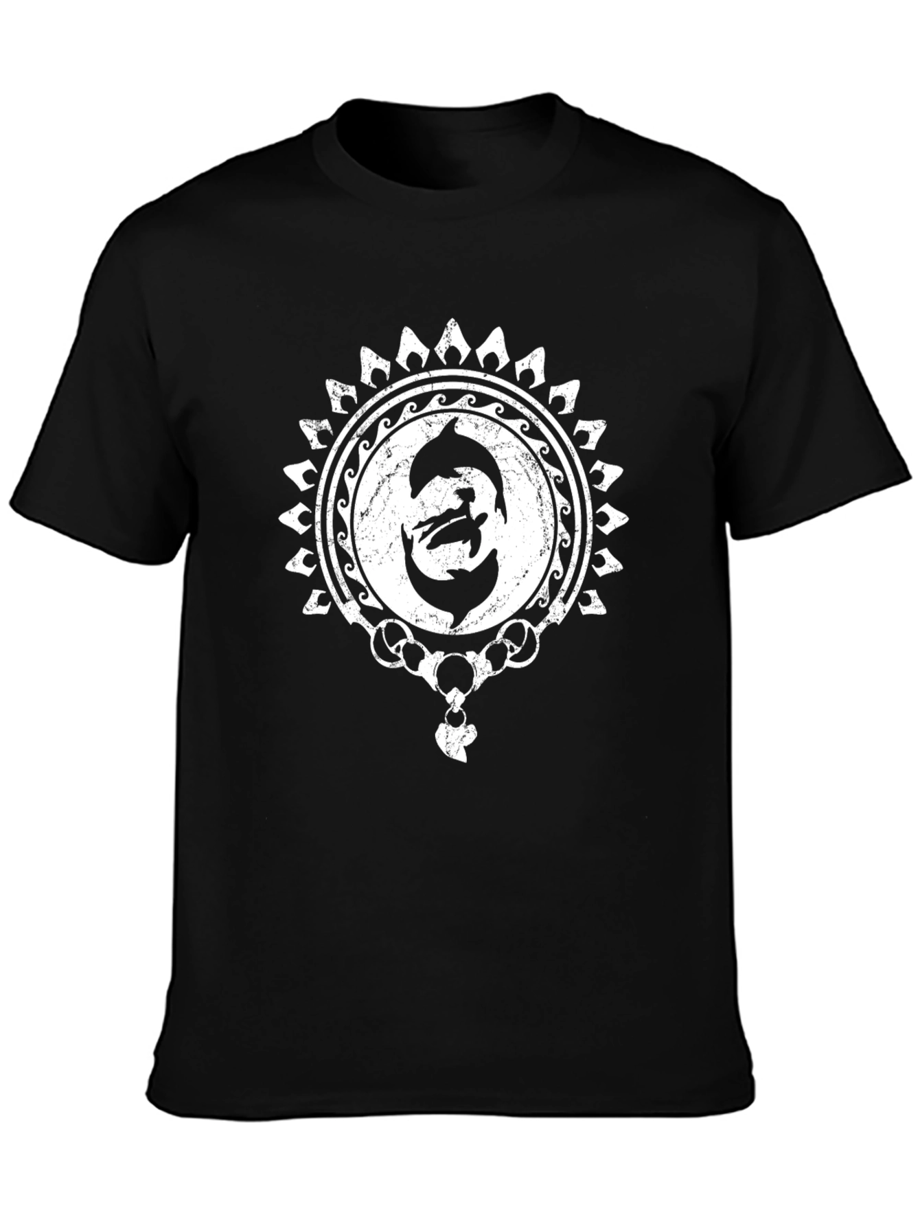 Dolphin Motif Black Tee