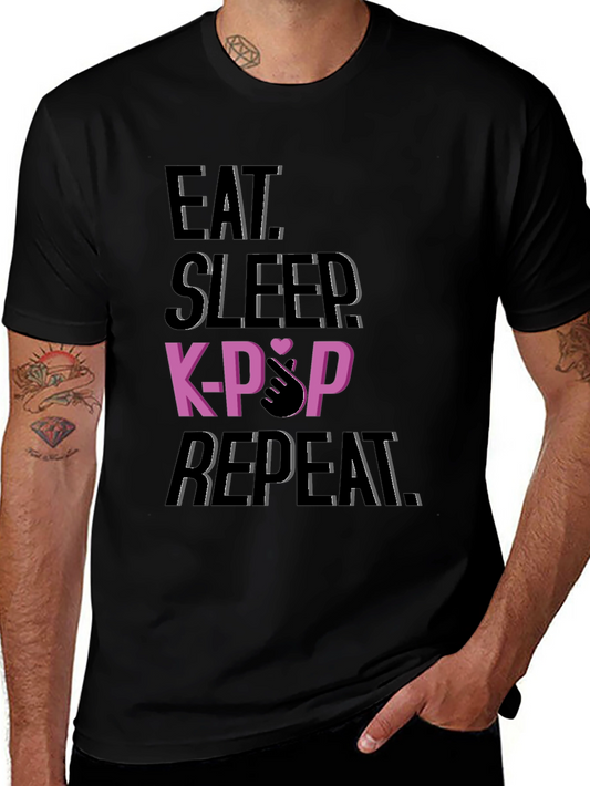Eat Sleep K-Pop Repeat Black T-Shirt
