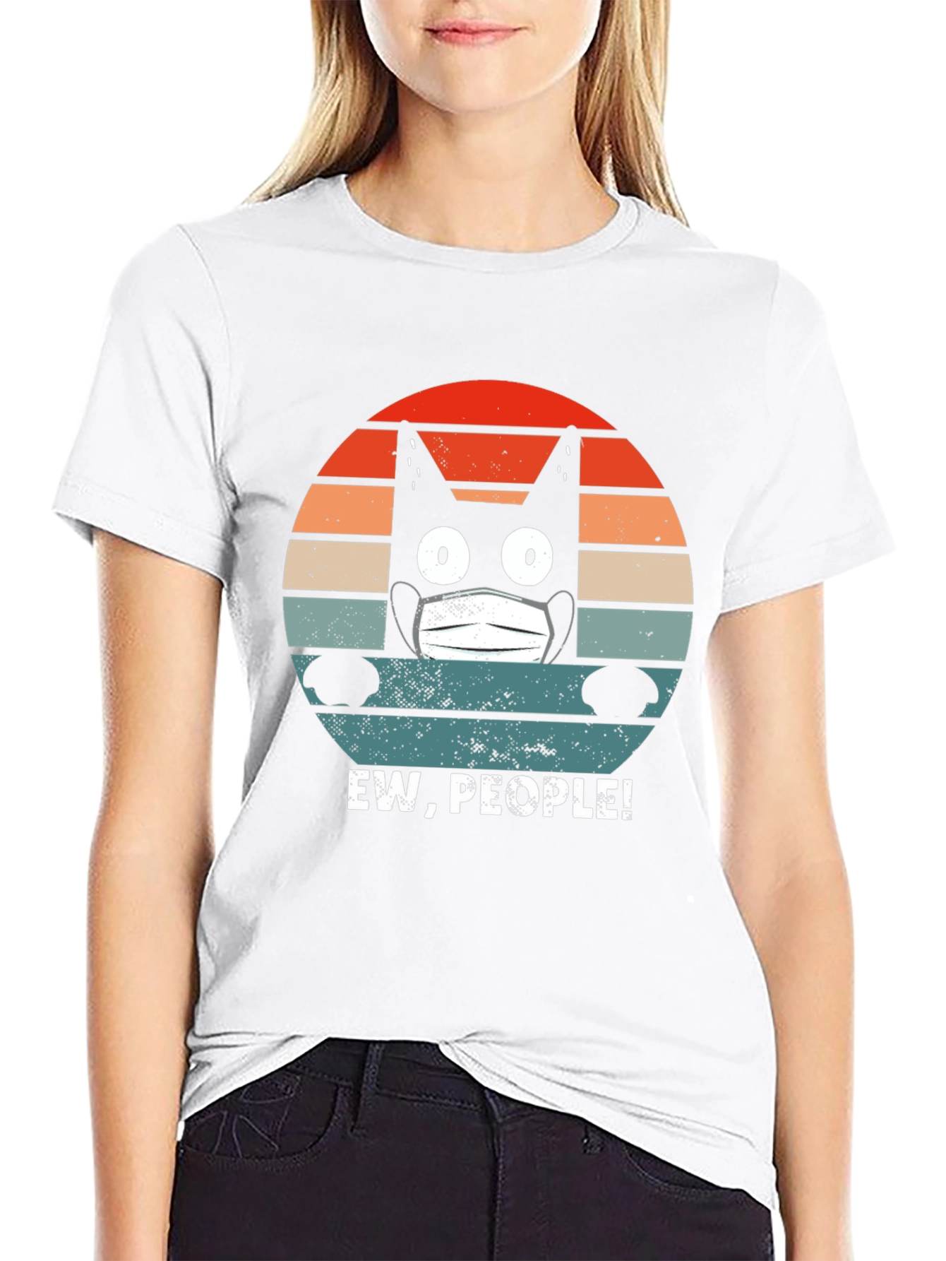 Ew People! Cat Mask Graphic T-Shirt
