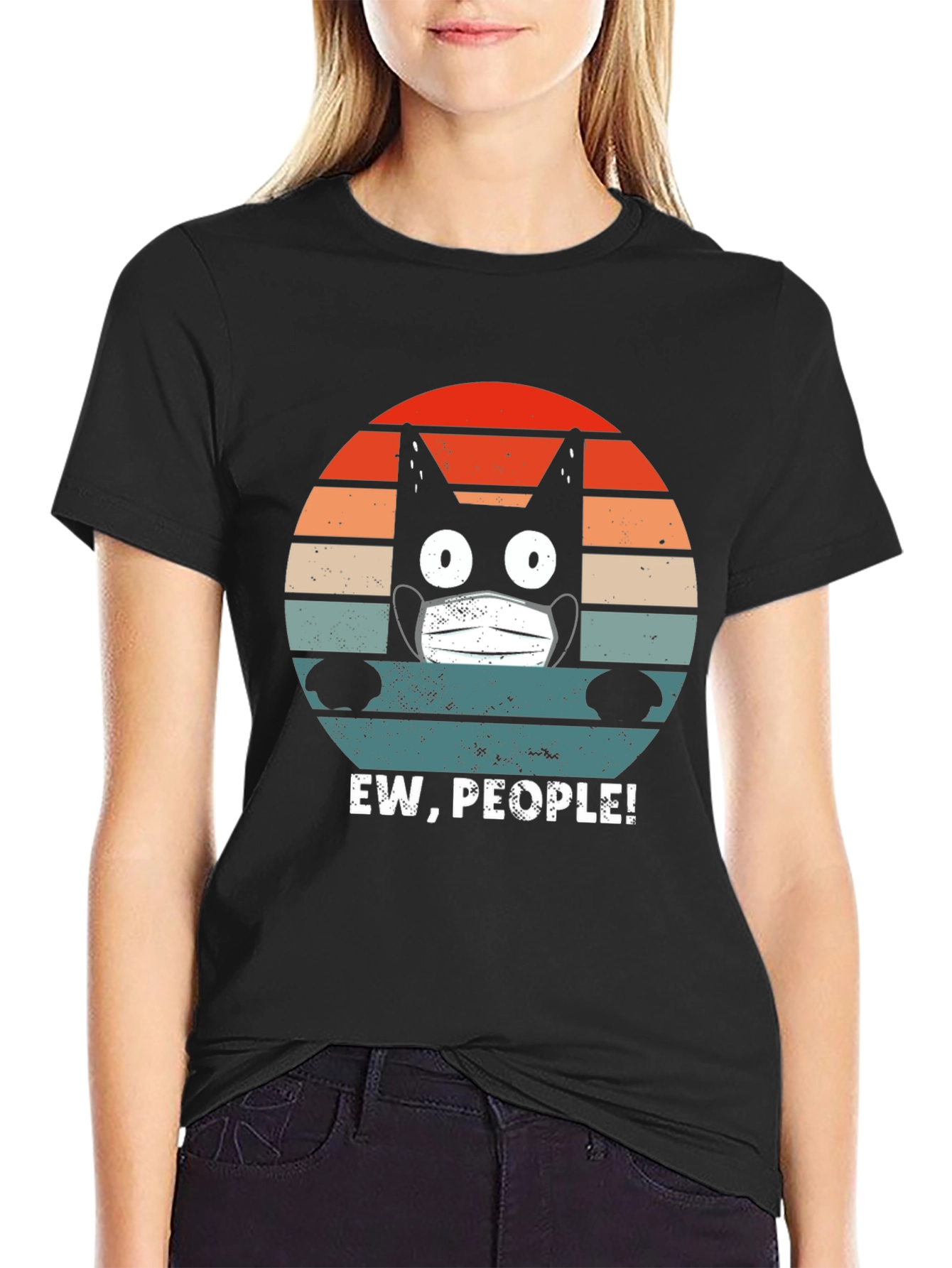 Ew People! Cat Mask Graphic T-Shirt