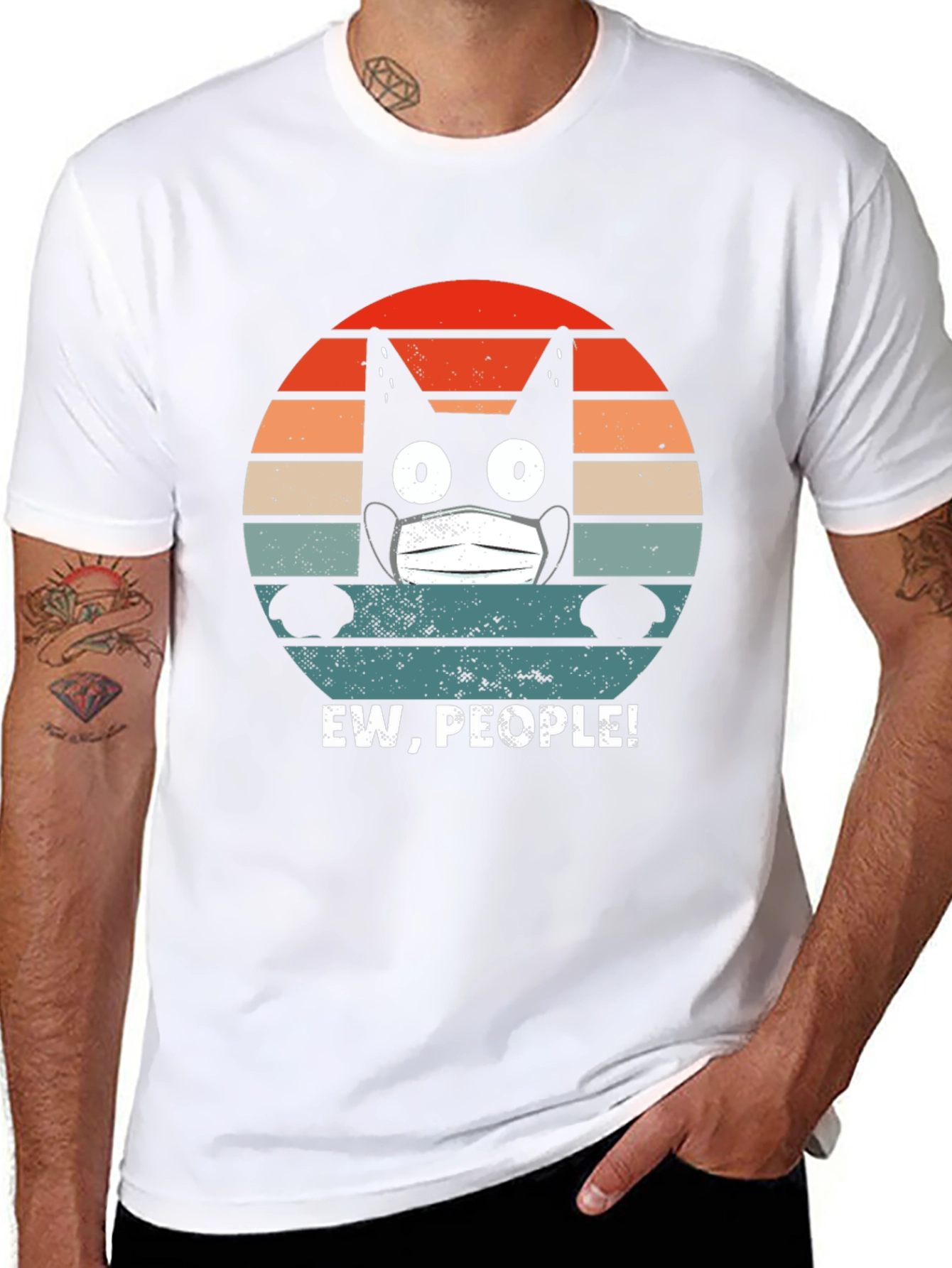 Ew People! Cat Mask Graphic T-Shirt