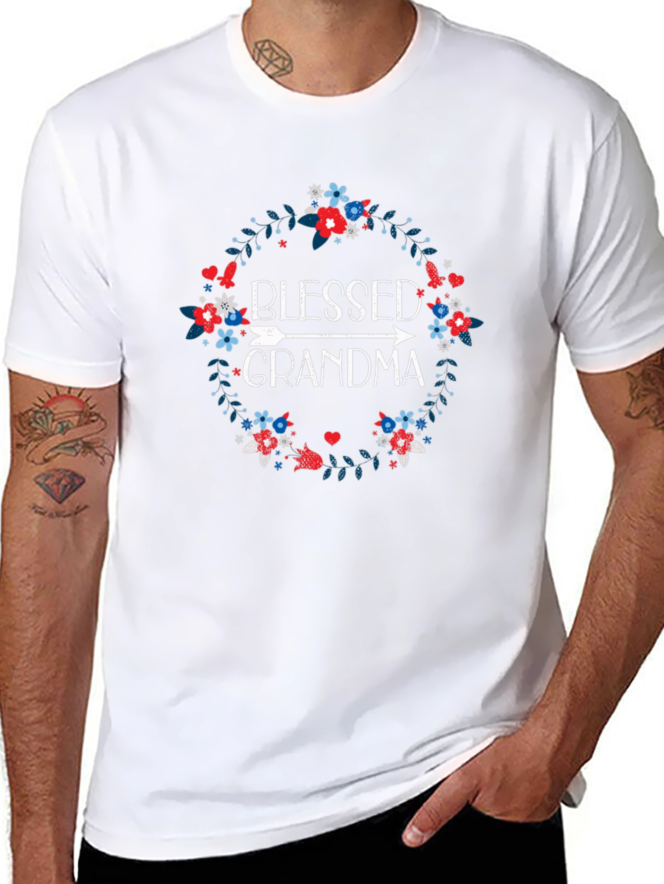 Blessed Grandma Floral Wreath T-Shirt