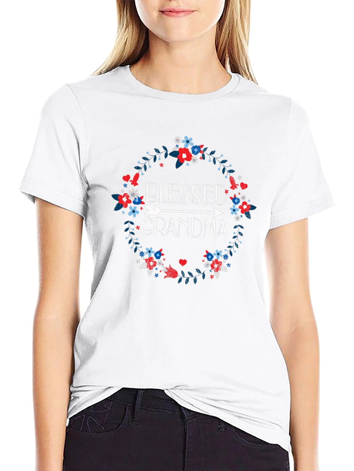 Blessed Grandma Floral Wreath T-Shirt