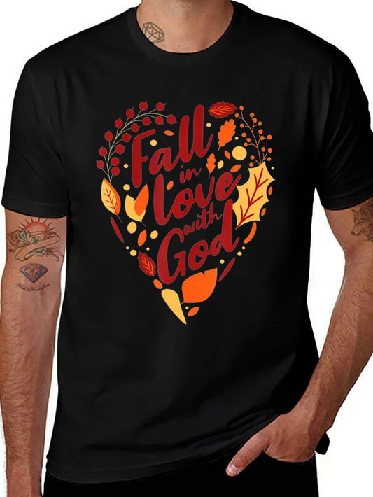 Fall in Love with God T-Shirt - Autumn Heart Design