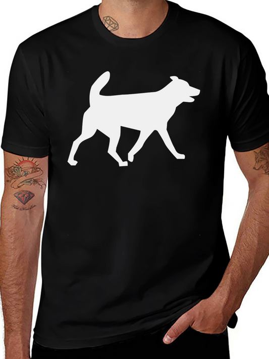 Dog Silhouette Graphic Tee - Black Cotton Blend