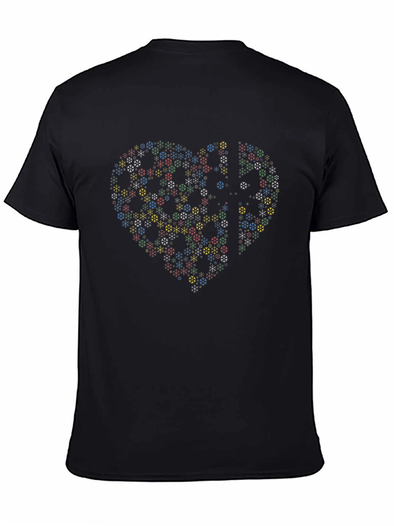 Heart Snowflake Graphic Tee - Modern Black T-Shirt