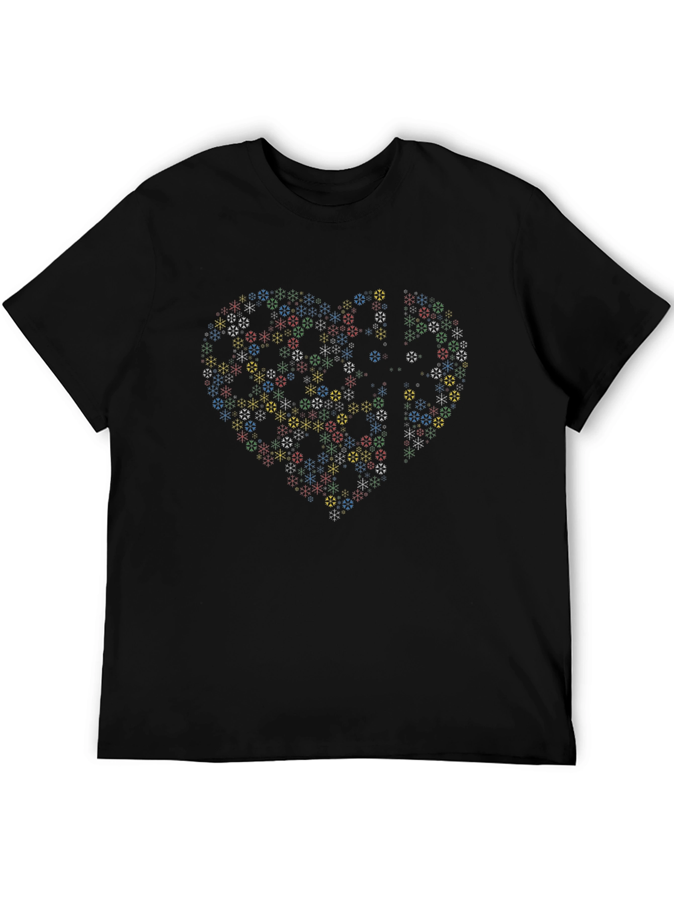Heart Snowflake Graphic Tee - Modern Black T-Shirt