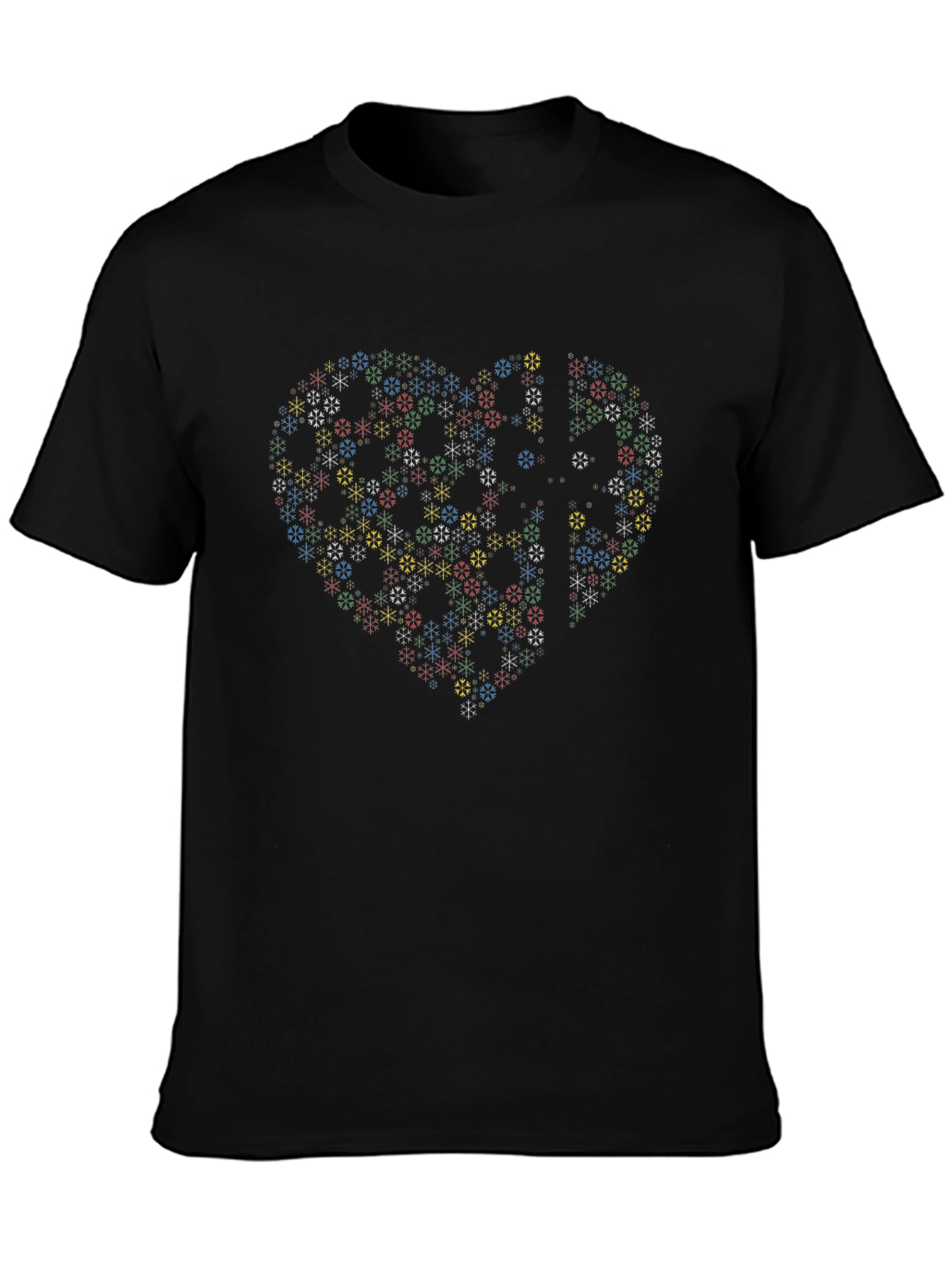 Heart Snowflake Graphic Tee - Modern Black T-Shirt