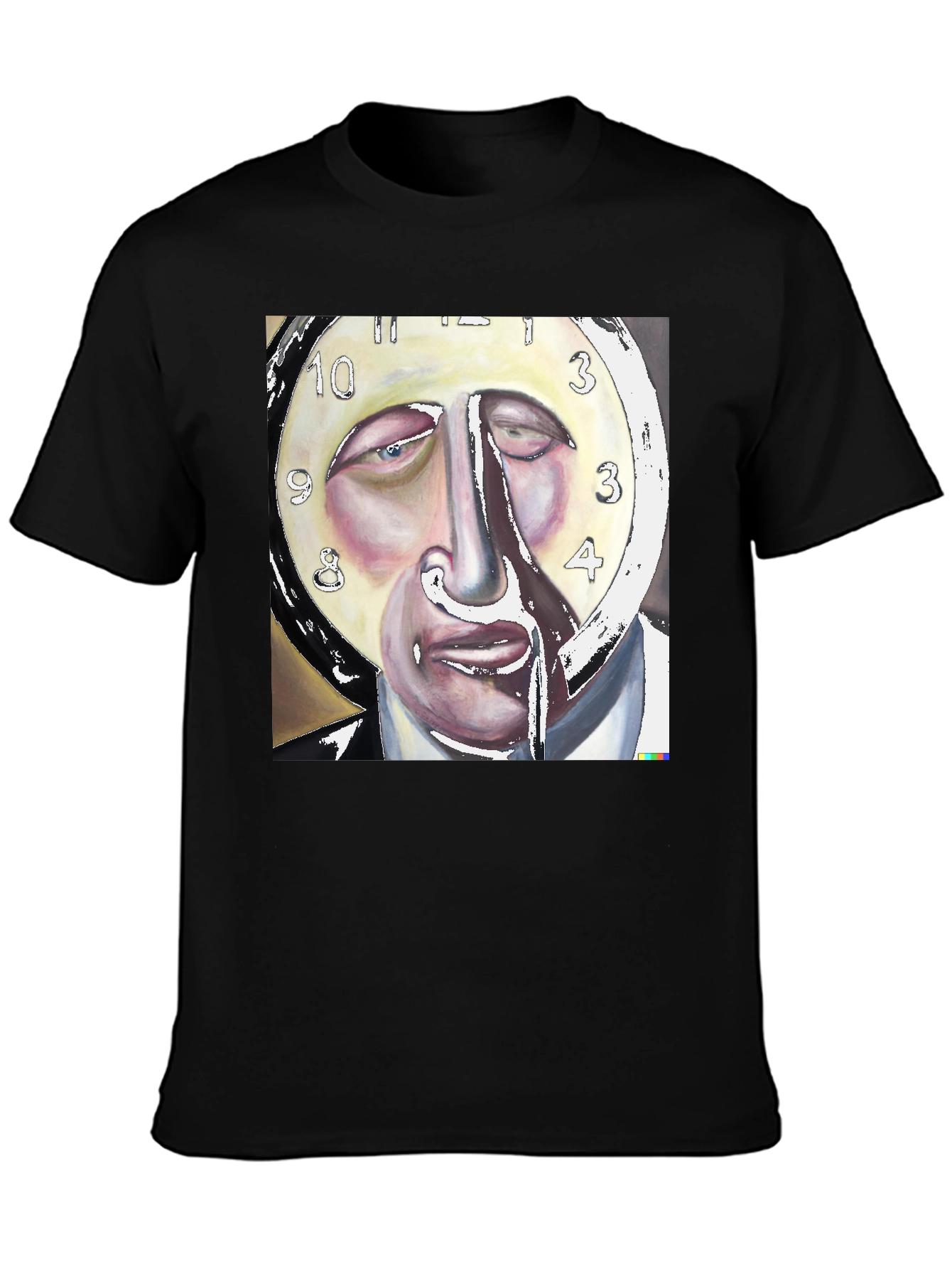 Surreal Clock Face Graphic Black Tee