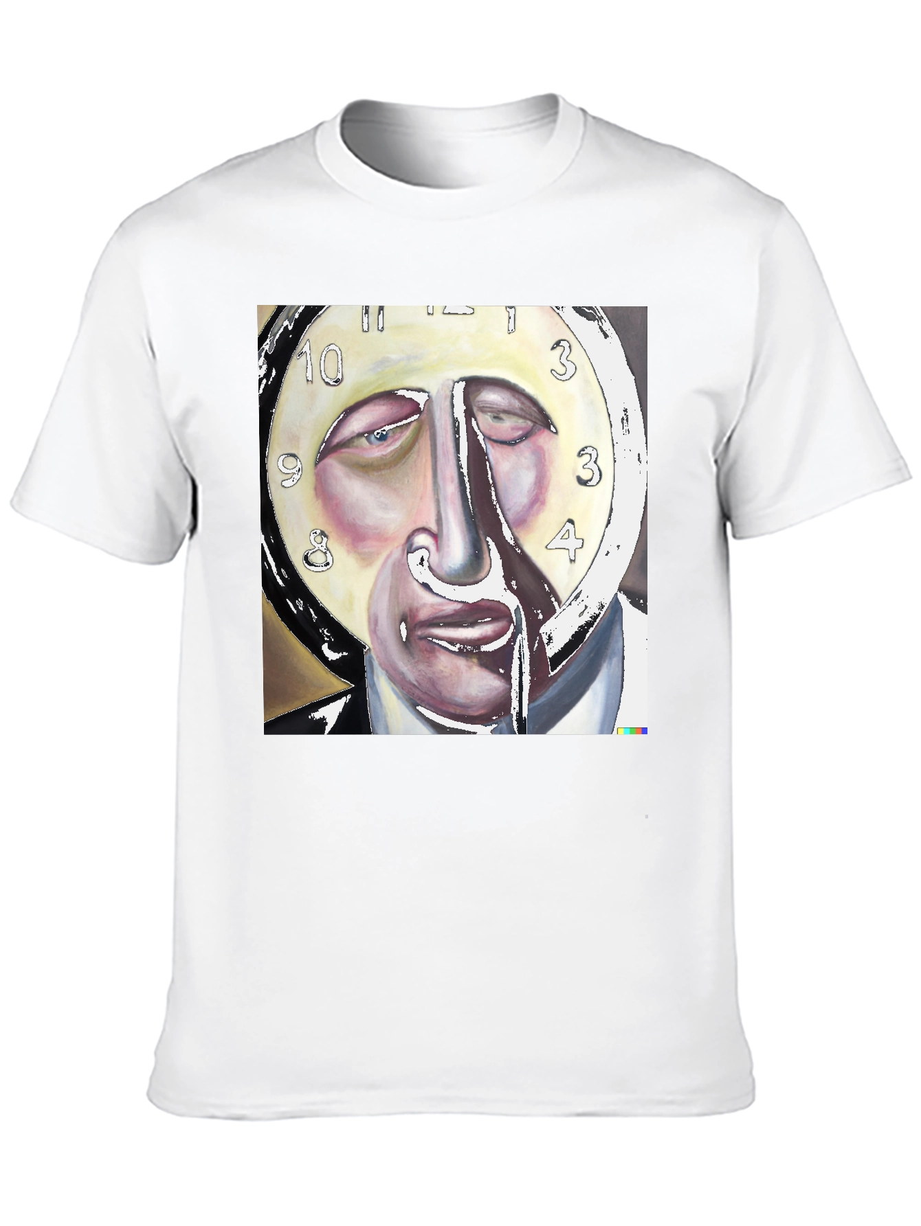 Surreal Clock Face Graphic Black Tee