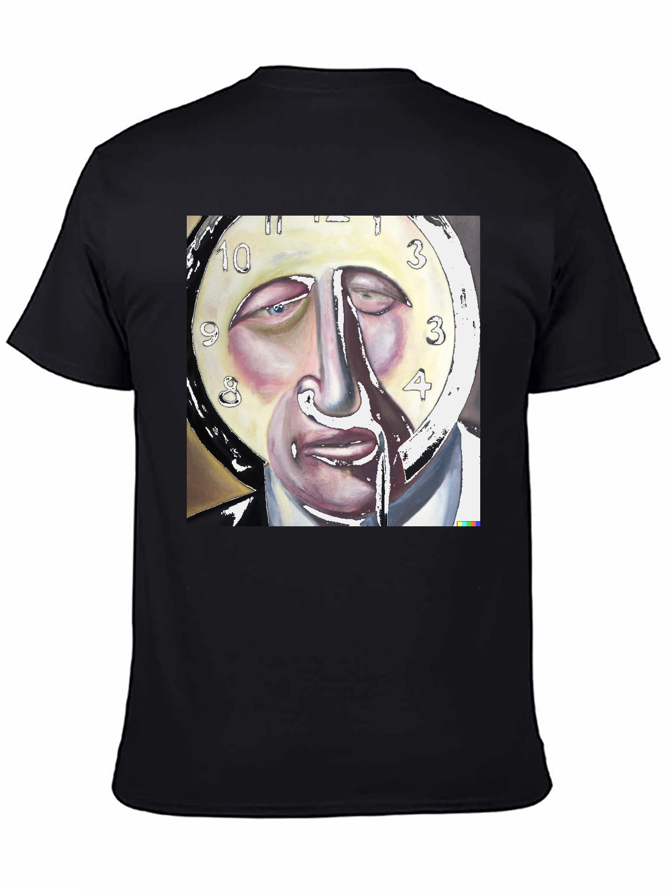Surreal Clock Face Graphic Black Tee