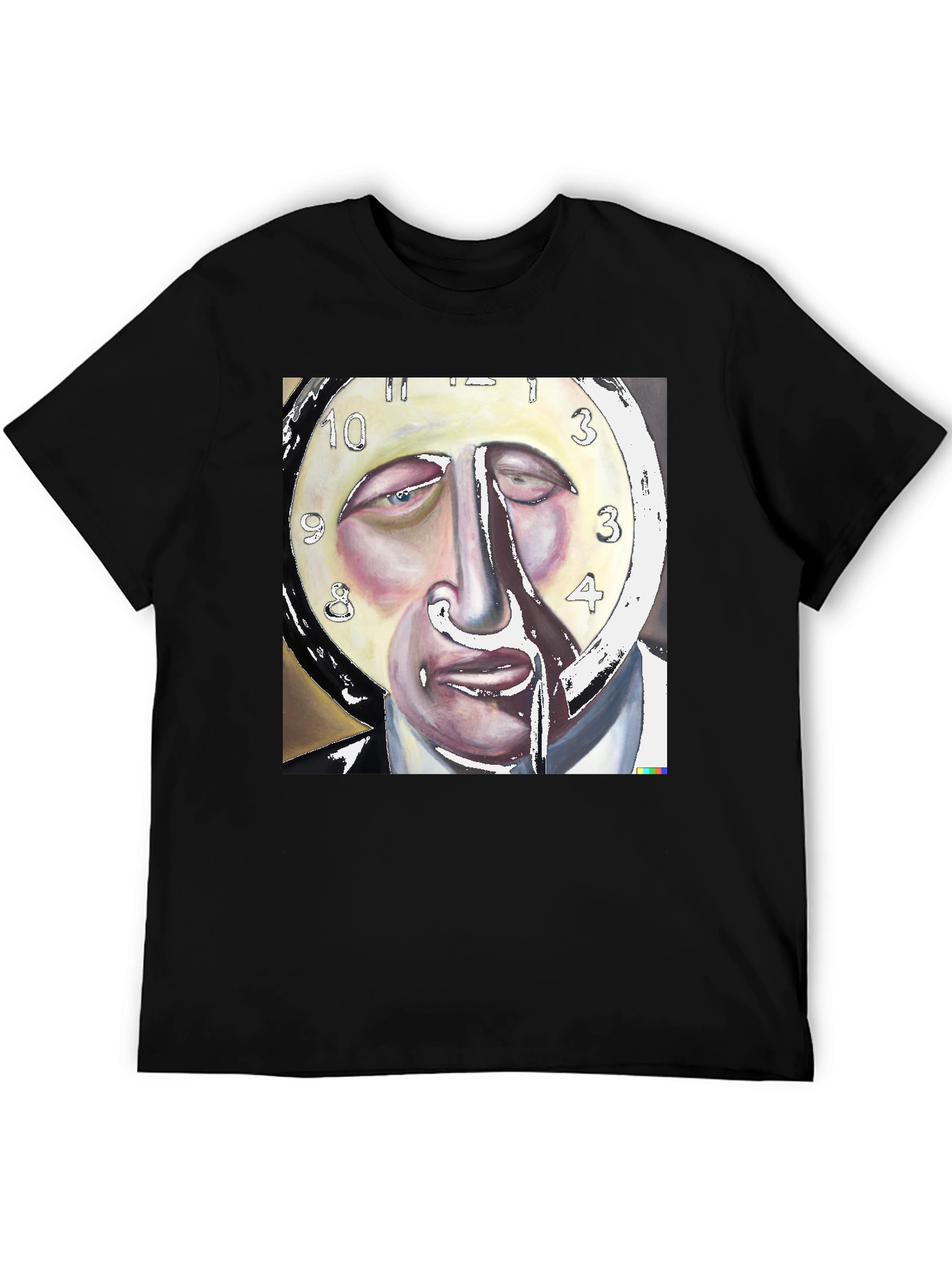 Surreal Clock Face Graphic Black Tee