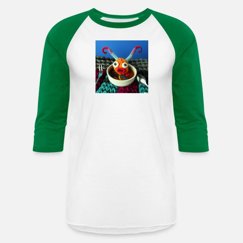 Amazing knitted monster watches the planet.