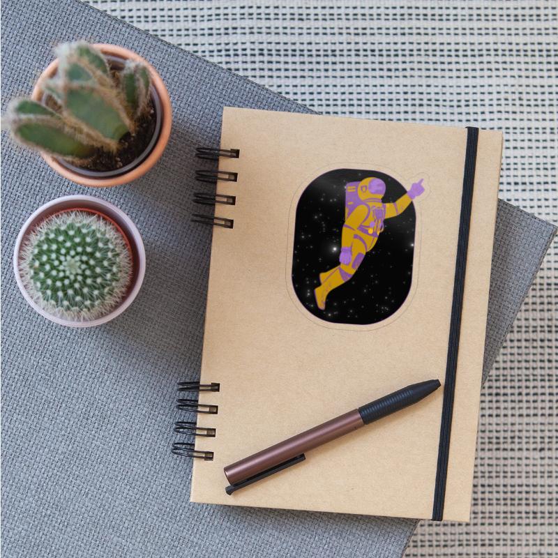 Amusing Astronaut in Deep Space Vector Graphic