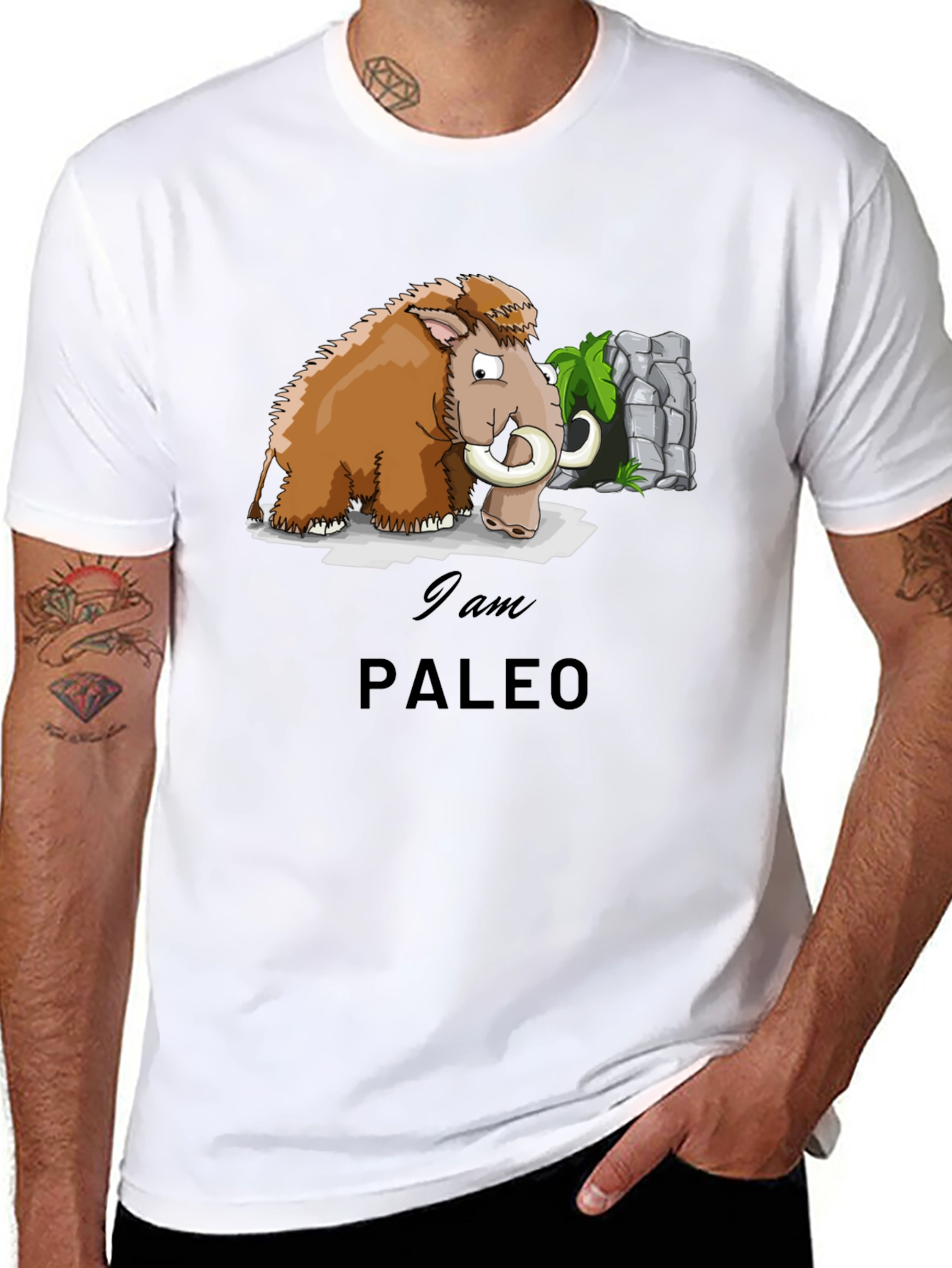 I am Paleo T-Shirt - Mammoth Cartoon Tee