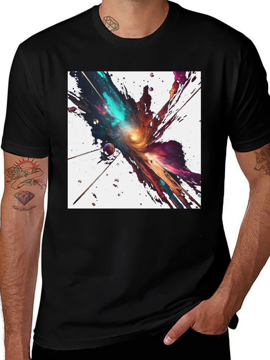 Cosmic Splash Black T-Shirt - Unique Design