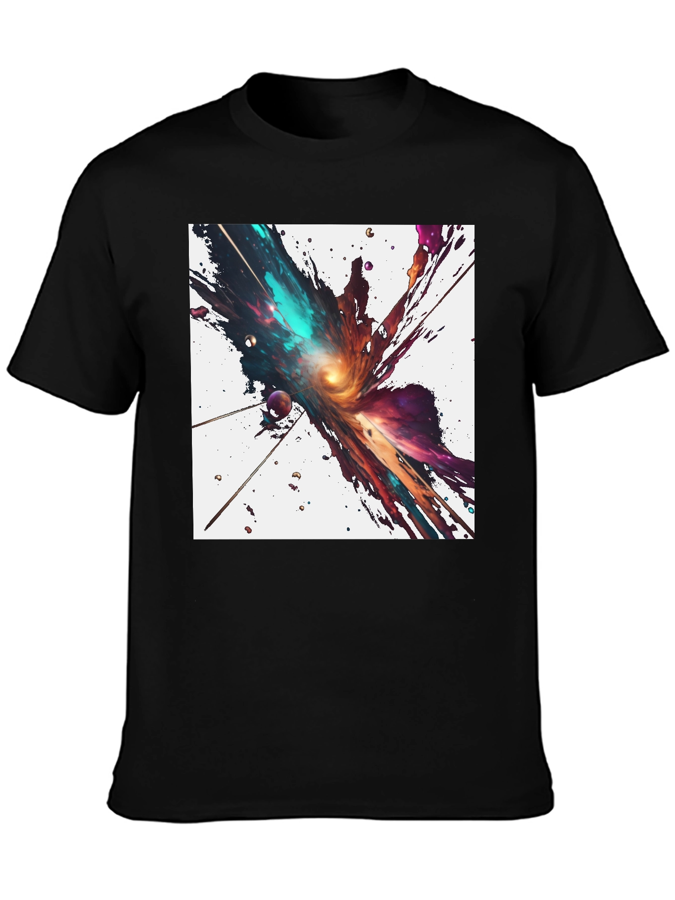 Cosmic Splash Black T-Shirt - Unique Design