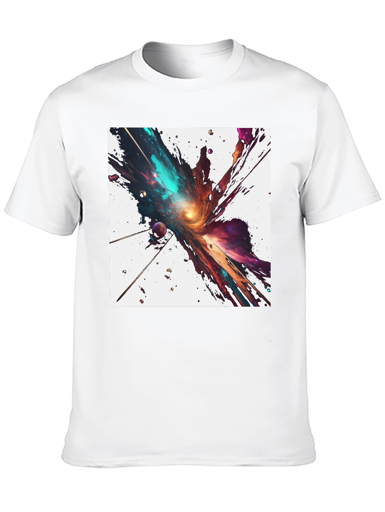 Cosmic Splash Black T-Shirt - Unique Design