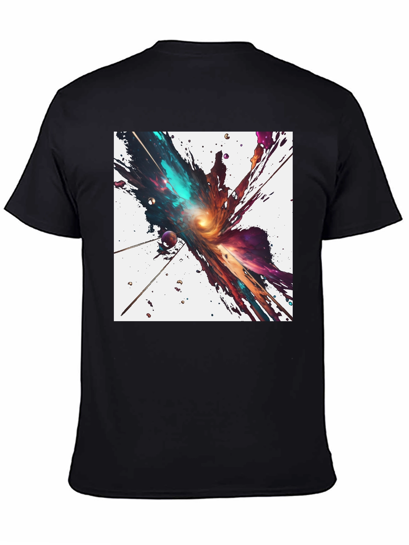 Cosmic Splash Black T-Shirt - Unique Design
