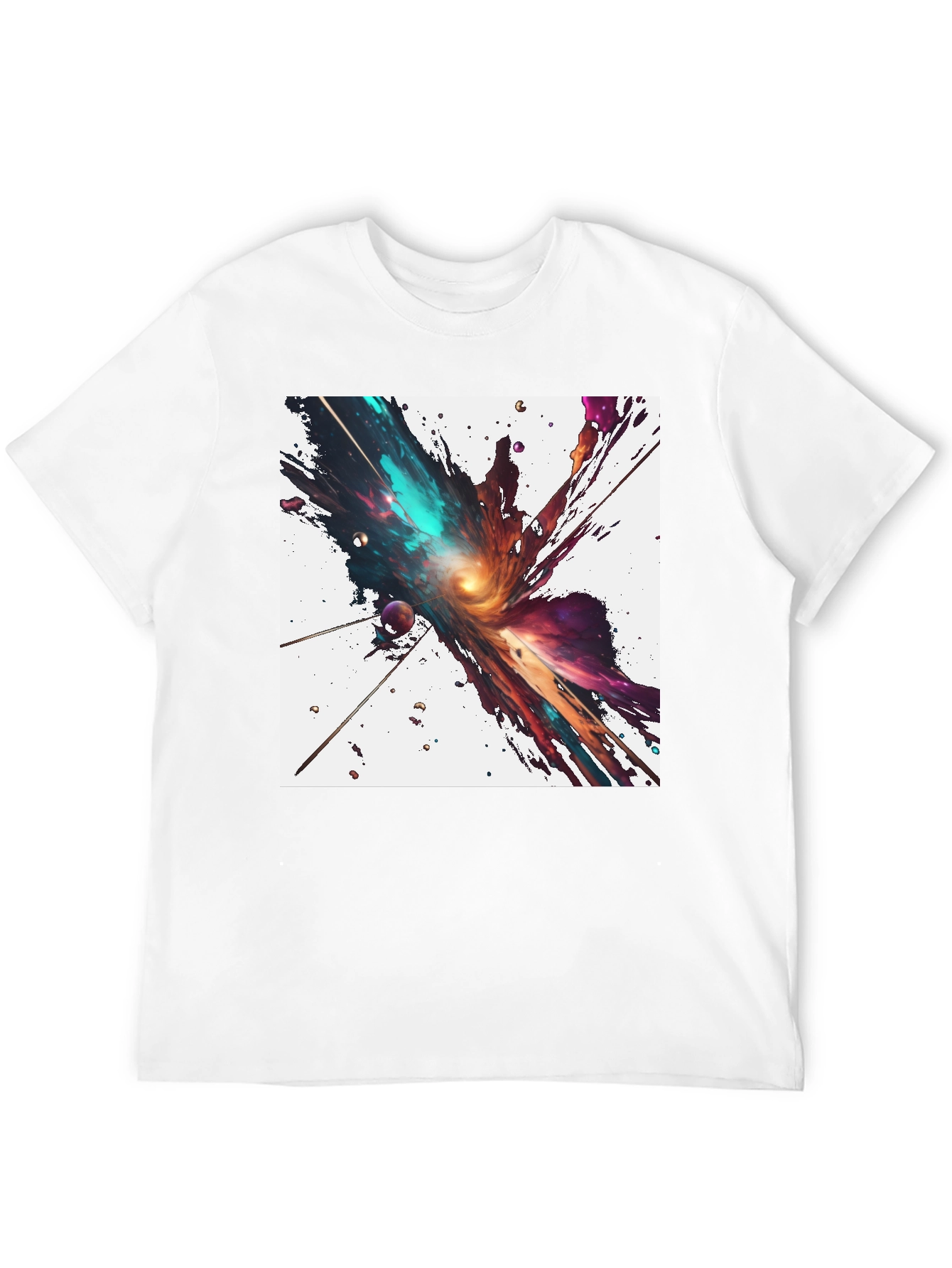 Cosmic Splash Black T-Shirt - Unique Design