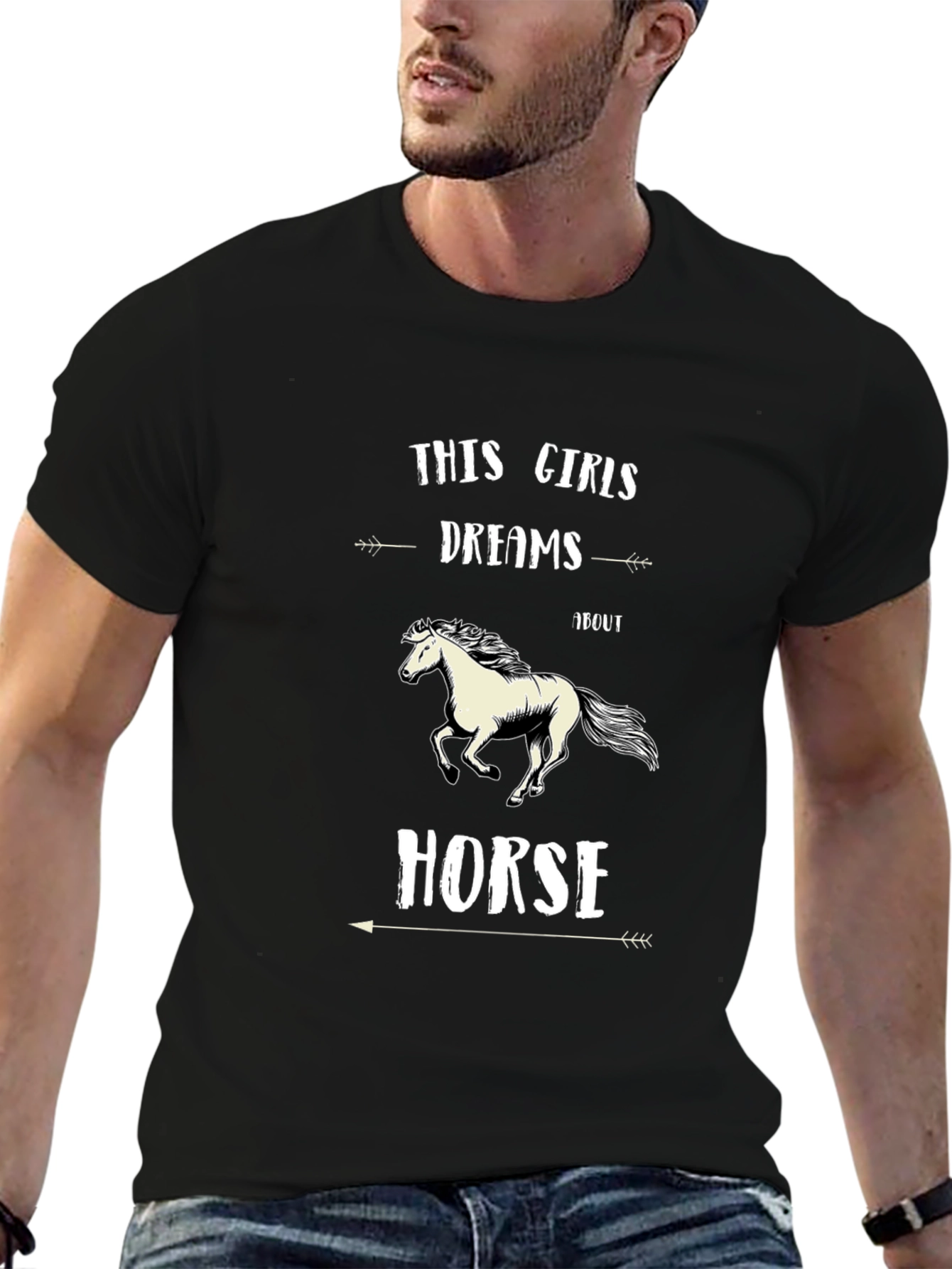 This Girl Dreams About Horse Black T-Shirt