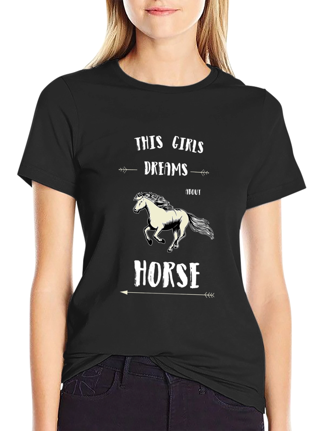 This Girl Dreams About Horse Black T-Shirt