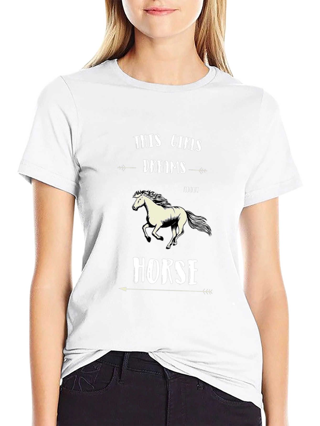 This Girl Dreams About Horse Black T-Shirt