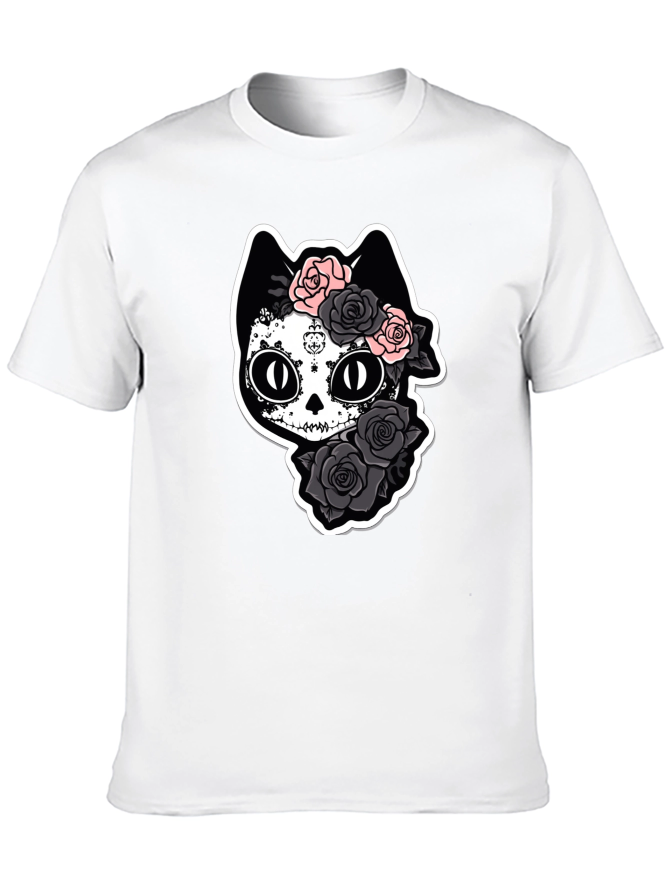 Sugar Skull Cat T-Shirt - Black