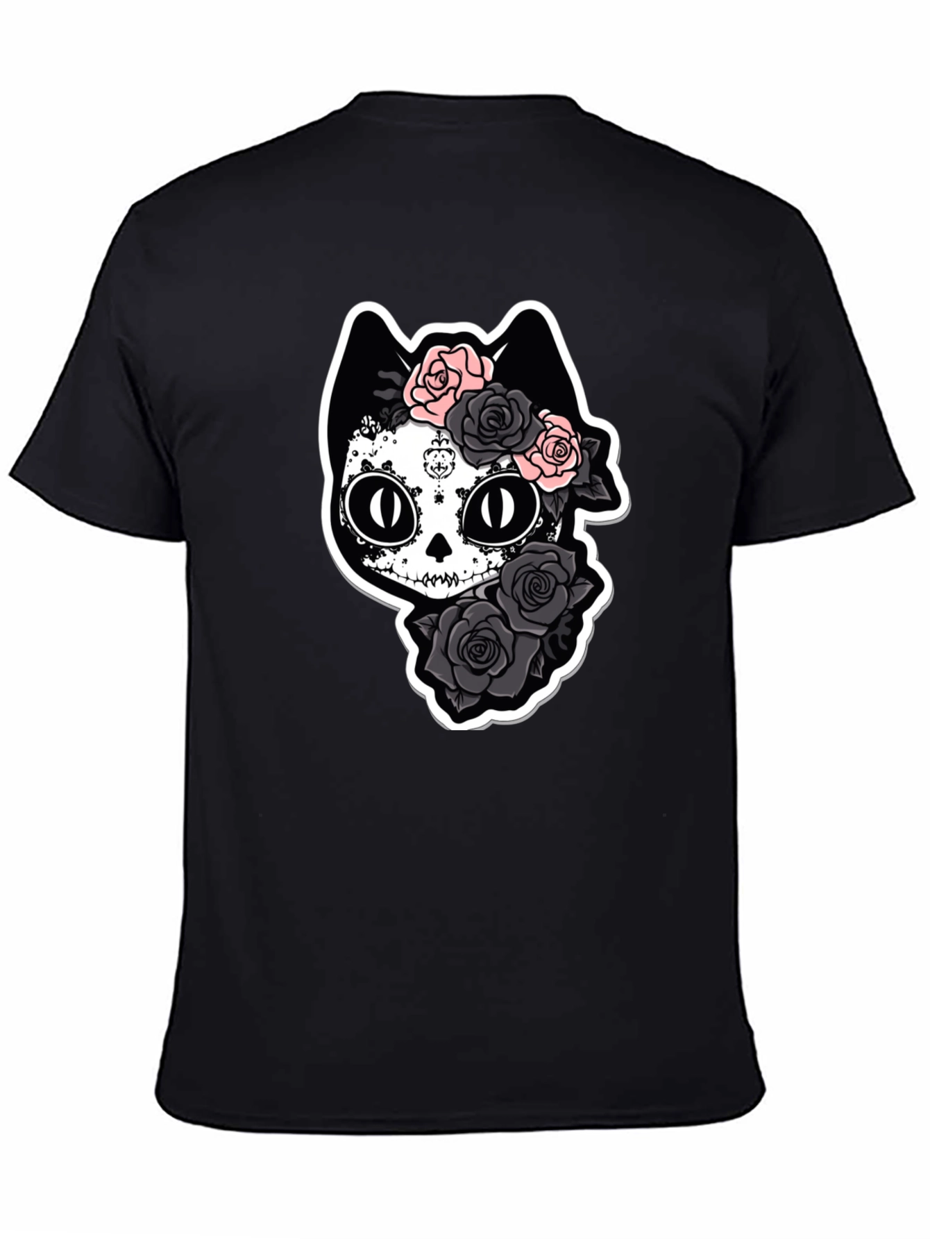 Sugar Skull Cat T-Shirt - Black