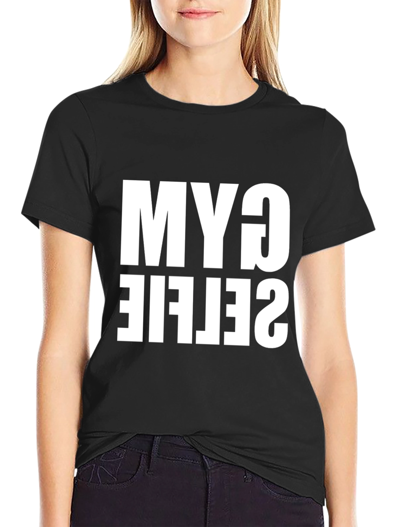 Gym Selfie T-Shirt - Black Cotton Tee