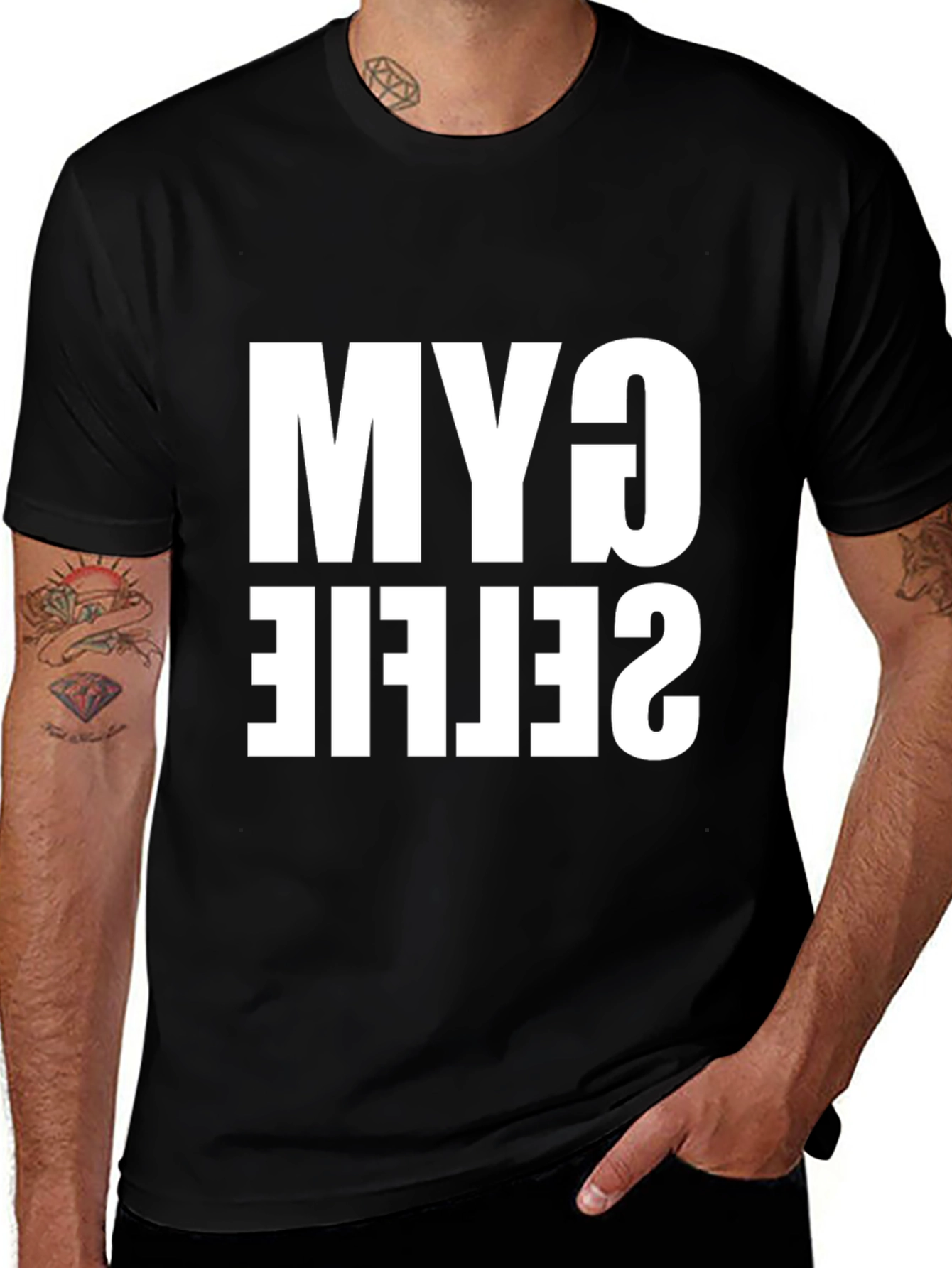 Gym Selfie T-Shirt - Black Cotton Tee