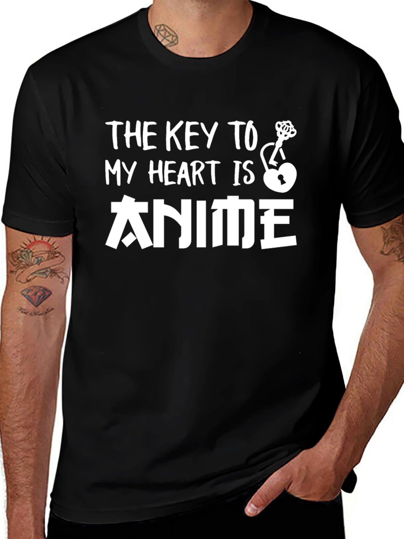 Anime Heart Key Black T-Shirt