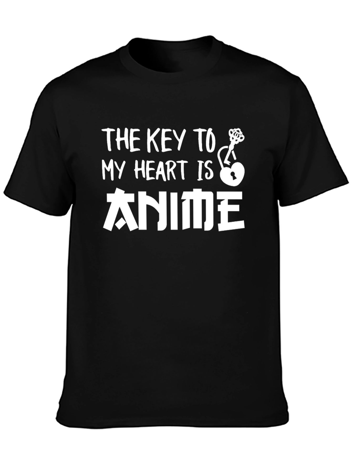 Anime Heart Key Black T-Shirt