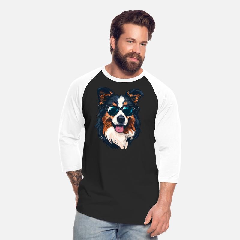 AUSTRALIAN SHEPHERD DOG WEARING SUNGLASSES