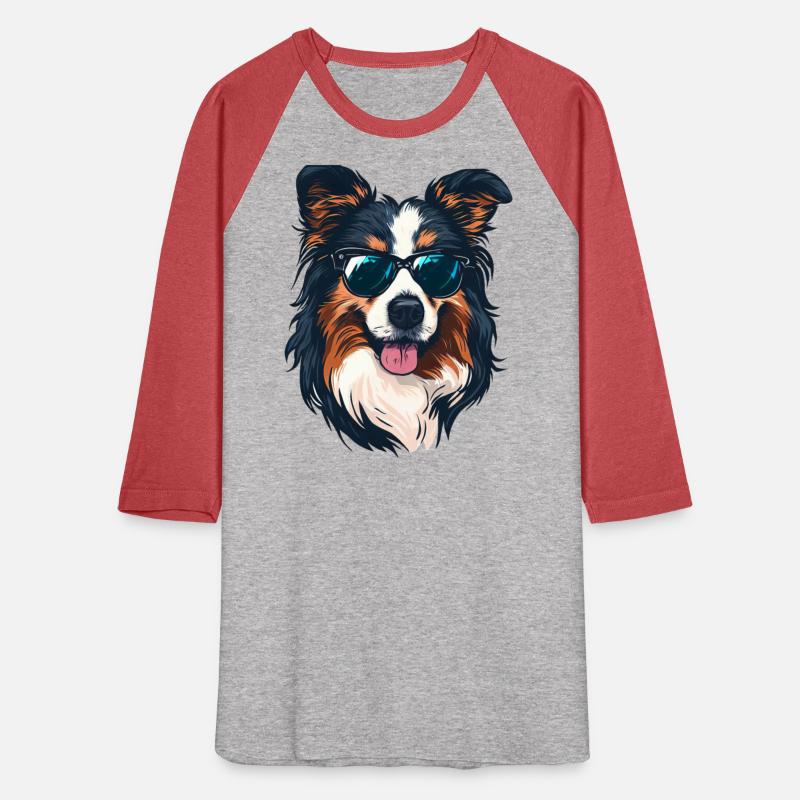 AUSTRALIAN SHEPHERD DOG WEARING SUNGLASSES