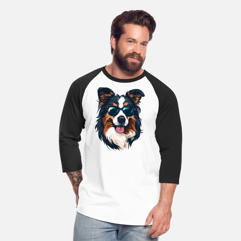 AUSTRALIAN SHEPHERD DOG WEARING SUNGLASSES