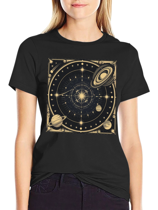 Cosmic Celestial Design Black T-Shirt
