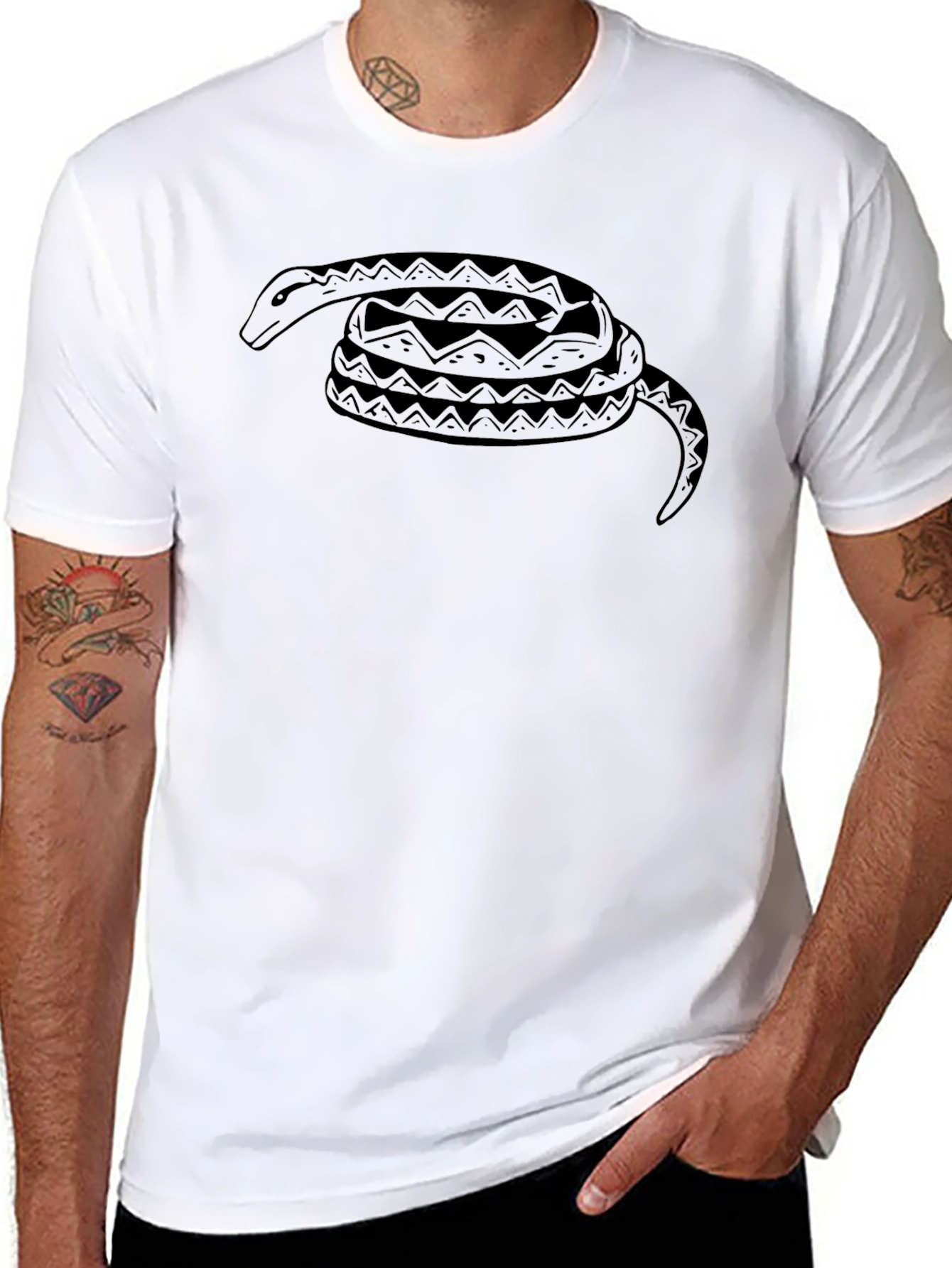 Mens Black Snake Graphic T-Shirt