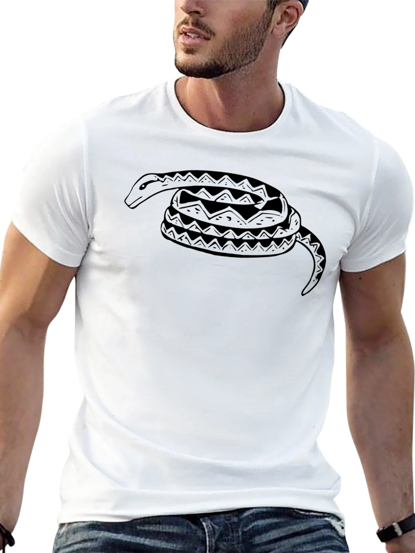 Mens Black Snake Graphic T-Shirt