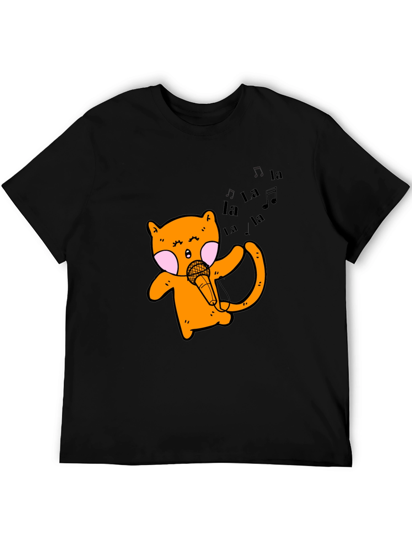 Singing Cat Graphic Tee - Black Unisex T-Shirt
