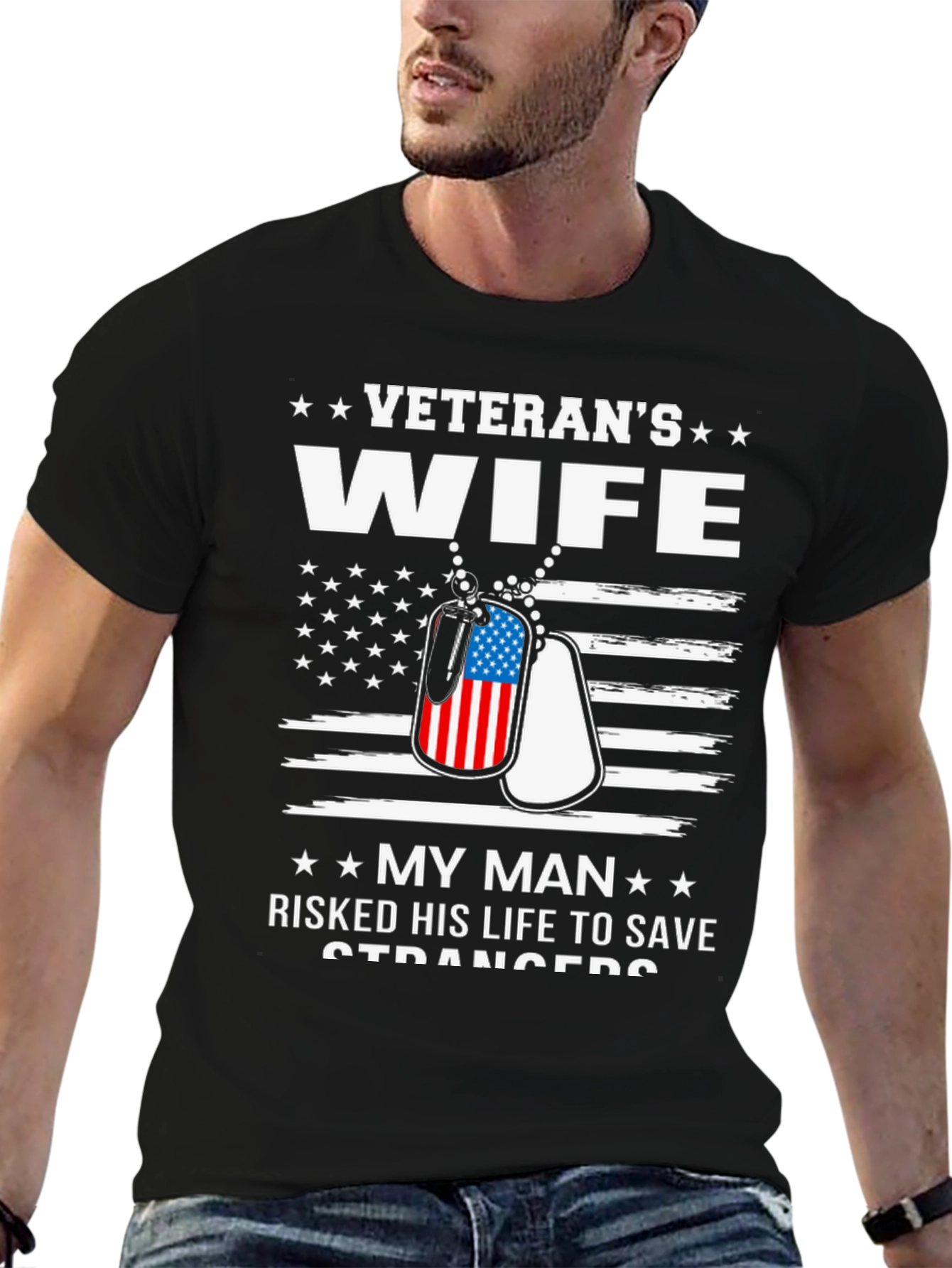 Veterans Wife T-Shirt - Patriotic Design