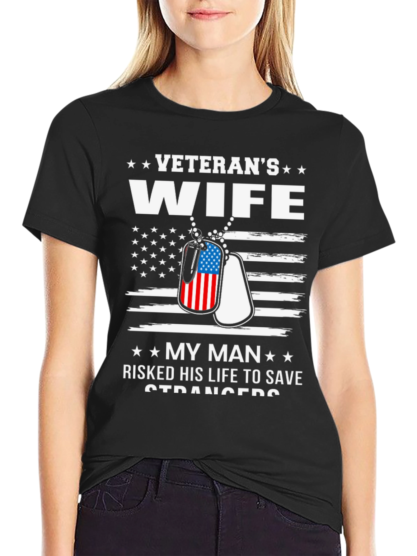 Veterans Wife T-Shirt - Patriotic Design
