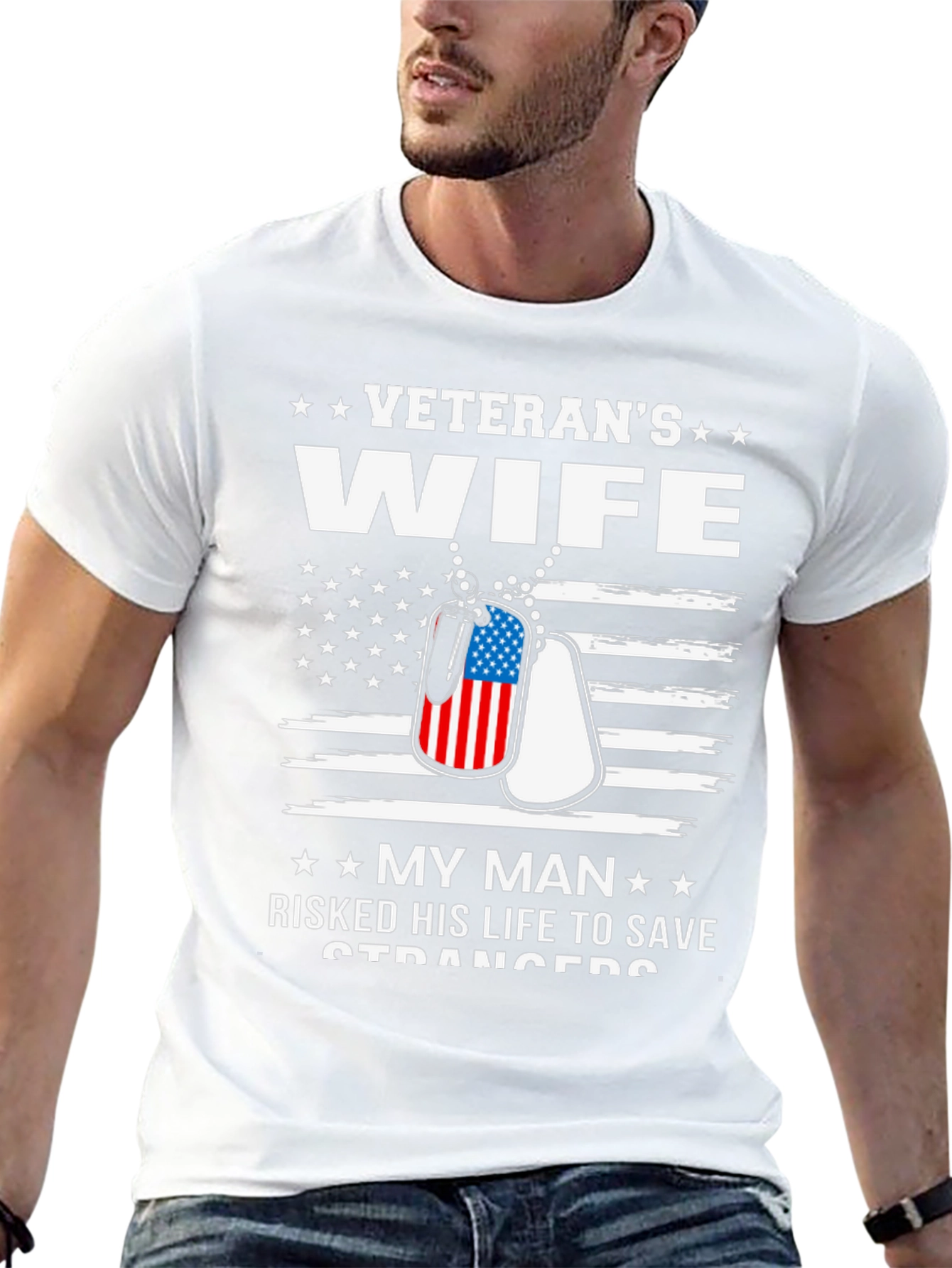 Veterans Wife T-Shirt - Patriotic Design