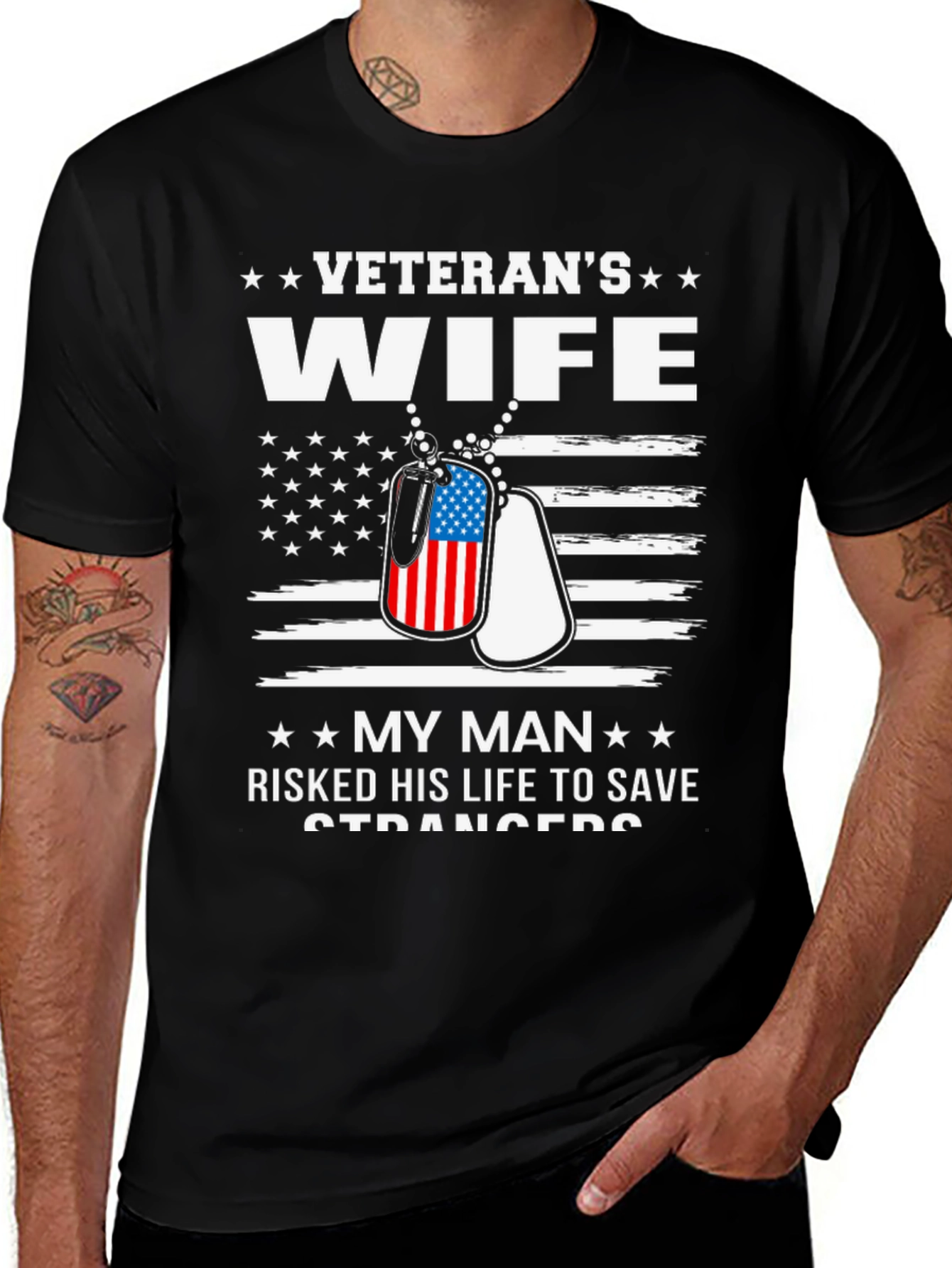 Veterans Wife T-Shirt - Patriotic Design