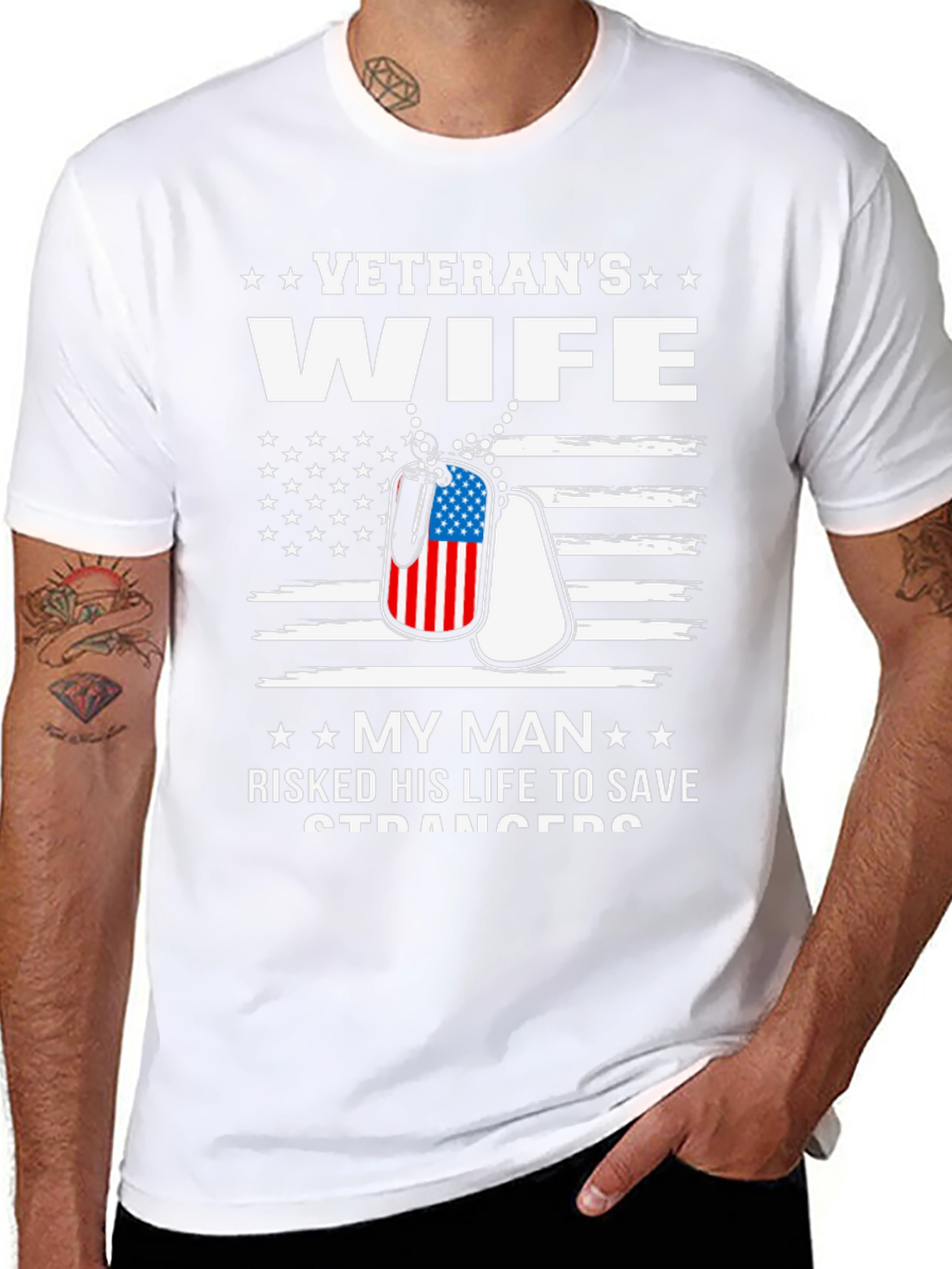 Veterans Wife T-Shirt - Patriotic Design
