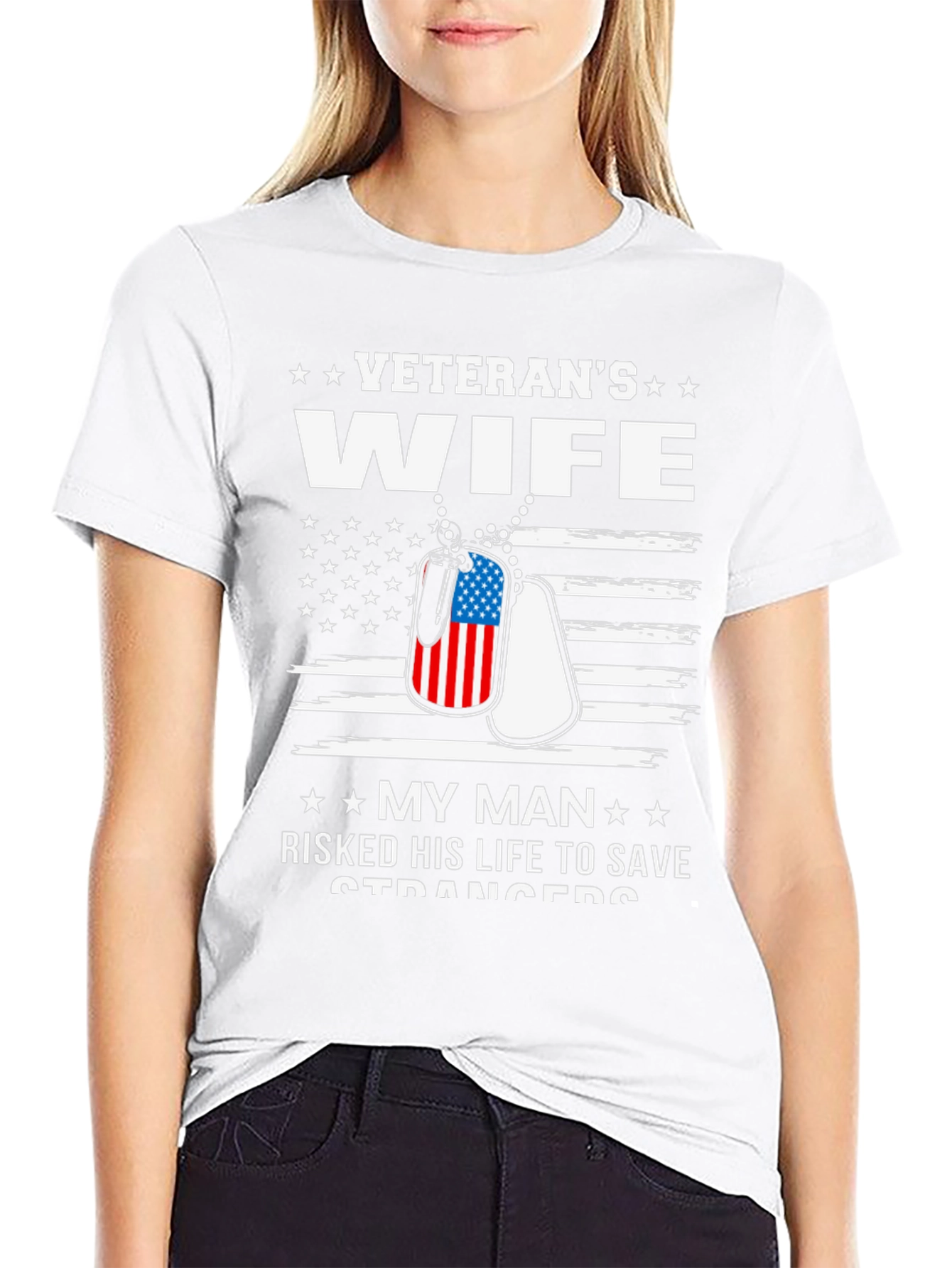 Veterans Wife T-Shirt - Patriotic Design