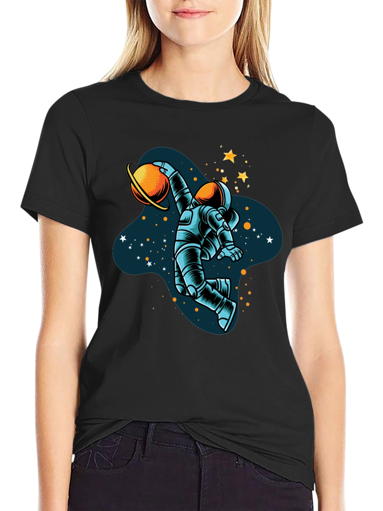 Astronaut Dunking Planet Graphic T-Shirt
