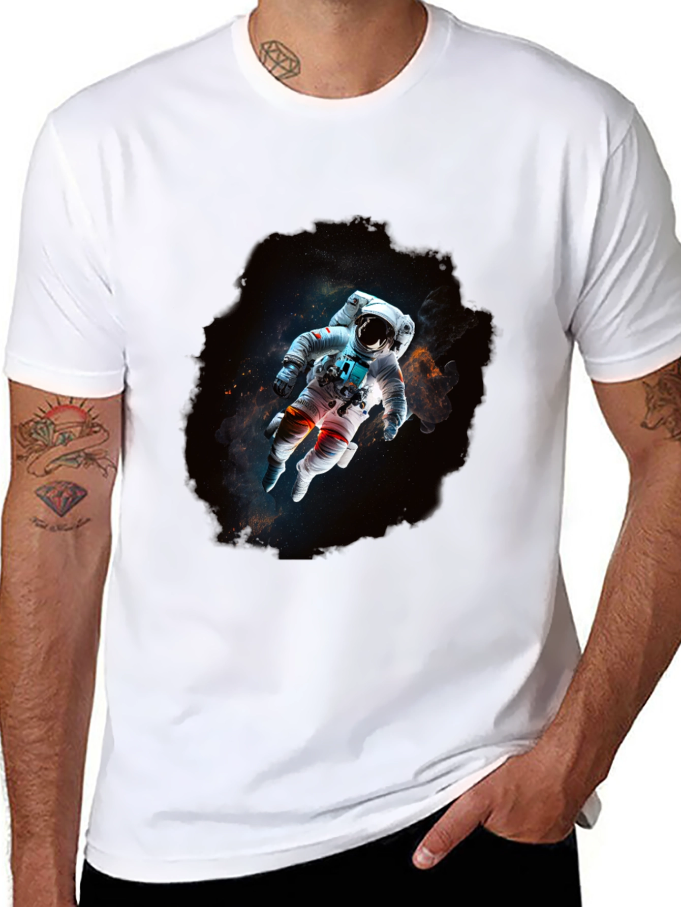 Astronaut in Space Black T-Shirt