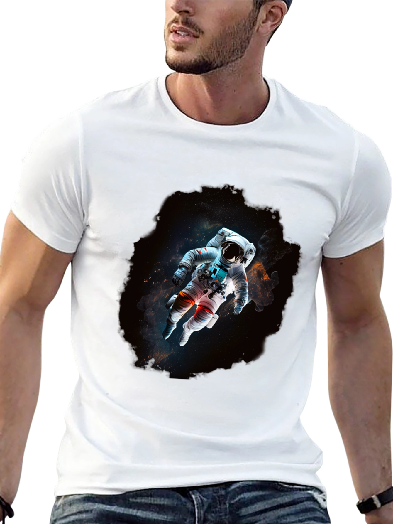 Astronaut in Space Black T-Shirt