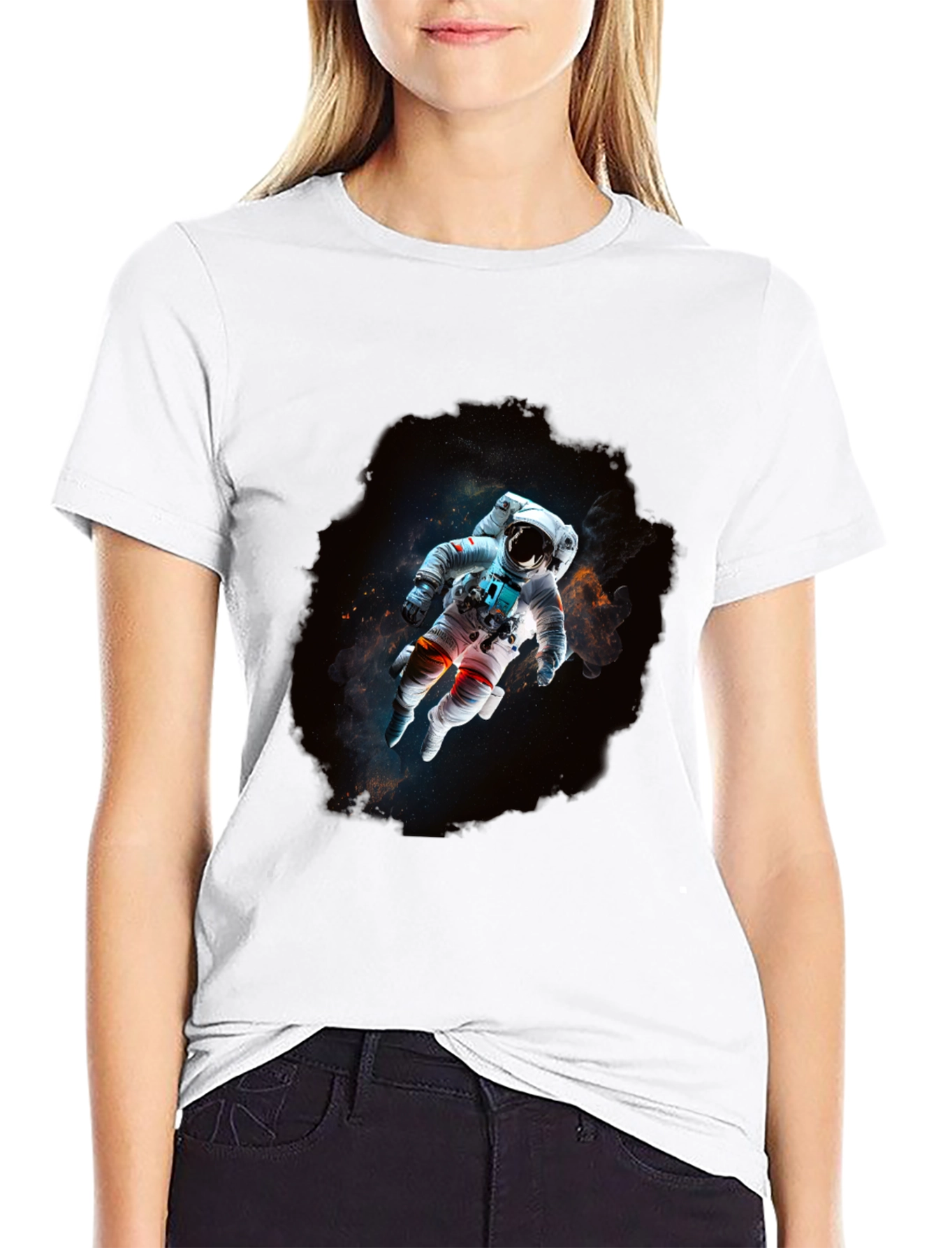 Astronaut in Space Black T-Shirt